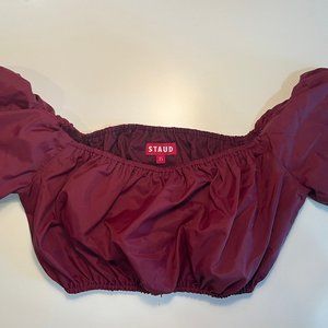 Staud Off-The-Shoulder Short Sleeve Crop Top